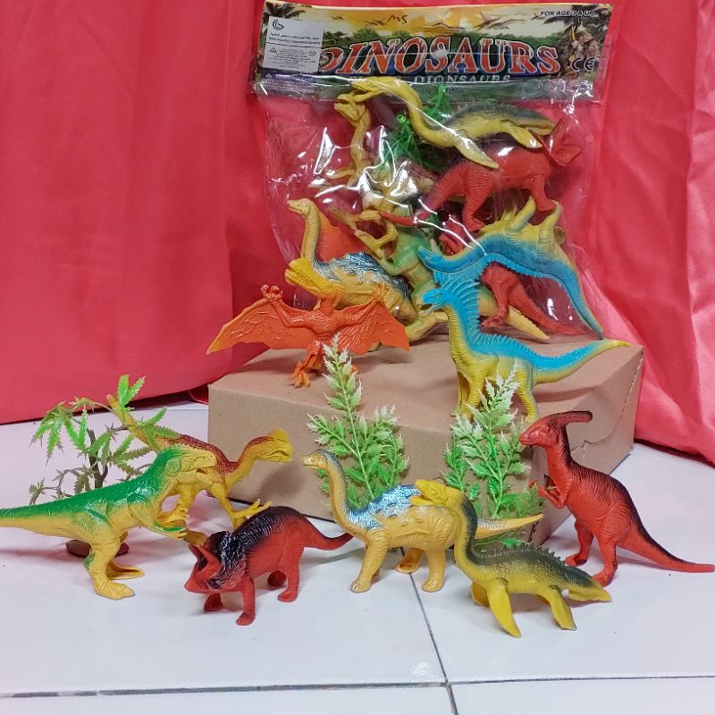 Image of mainan hewan dinosaurus dino bahan plastik isi 8 dino + pohon - JURASIC PARK #2