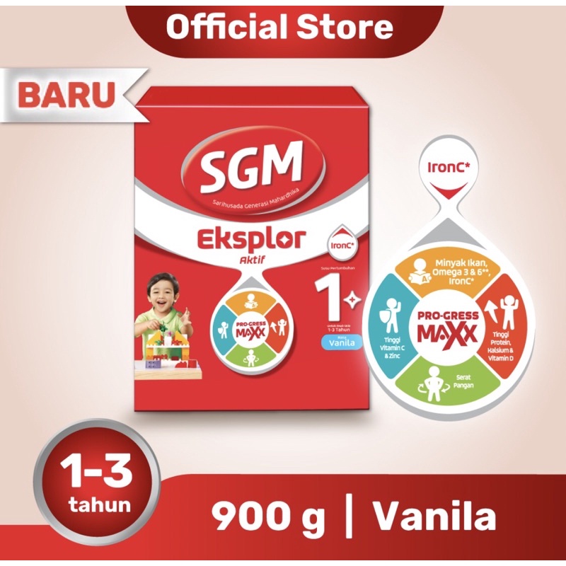 SGM 1+ / SGM 3+ / SGM 1 plus / SGM 3 plus rasa Vanila, Madu & Cokelat 900 gr