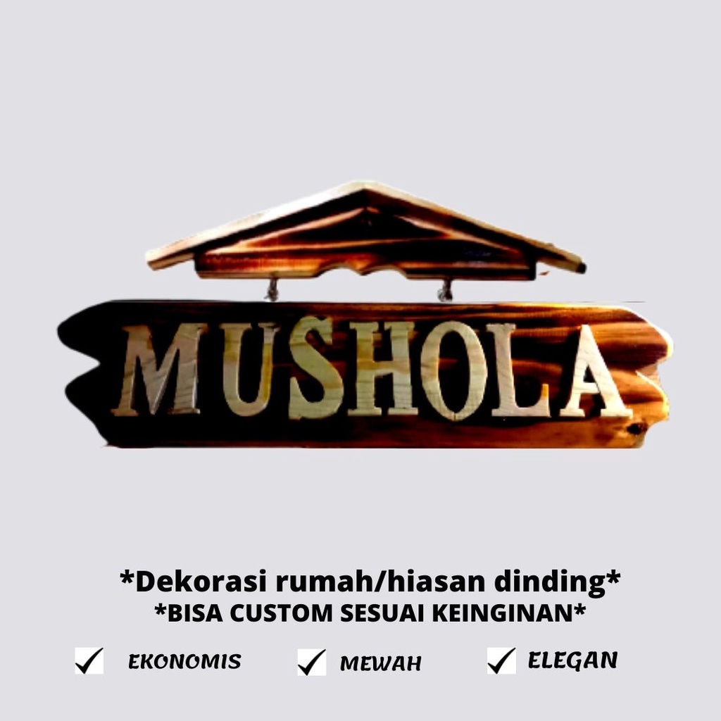 PAPAN NAMA MUSHOLLA, BISA CUSTOM SENDIRI SESUAI PERMINTAAN,HIASAN DINDING RUMAH/BANGUNAN LAINNYA