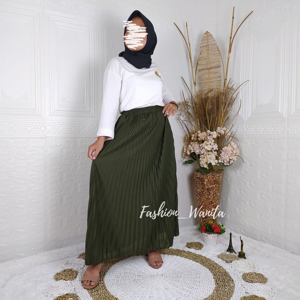 ROK PLISKET PREMIUM IMPORT / ROK PLISKET MAYUNG LIPATAN BESAR MAXI SKIRT REAL PICT