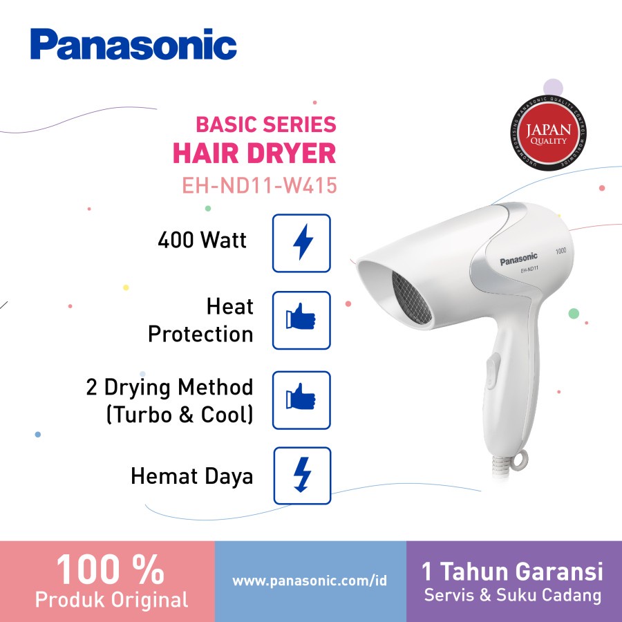 PANASONIC Hair Dryer Pengering Rambut EH-ND11 EH ND11 Biru - Putih - Pink