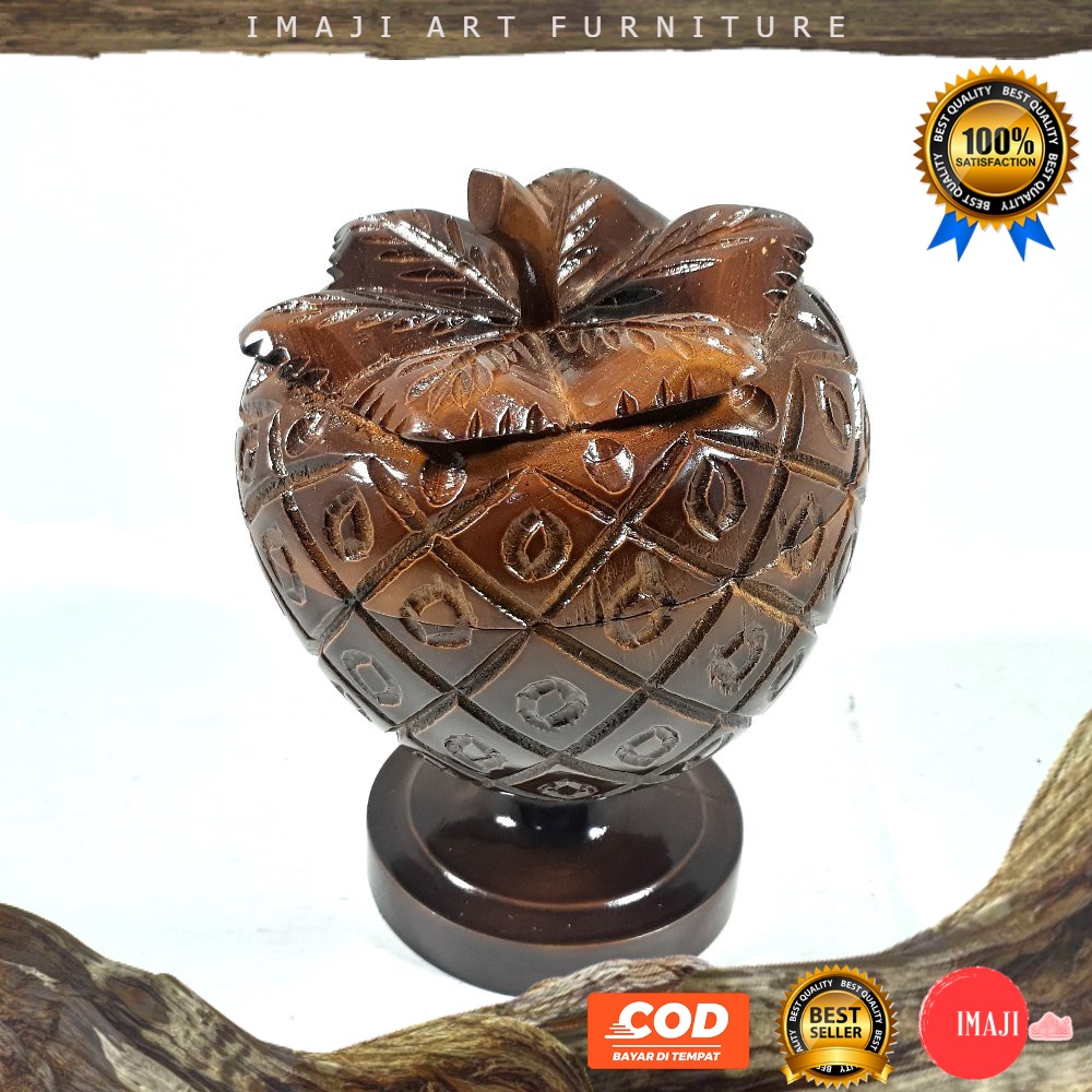 [ COD ] Toples permen bentuk strawberry pajangan koleksi furniture dari kayu jati blora asli