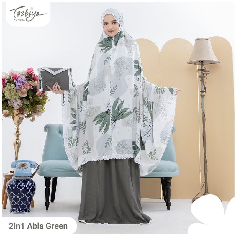 mukena tazbiya 2in1 motif abla dewasa jumbo bahan katun rayon mukenah travel
