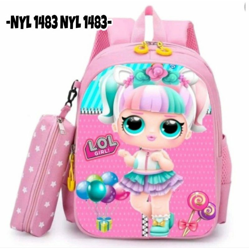 HelloKitty/LOL Ransel anak sekolah Backpack anak perempuan lucu plus gantungan T.pensil