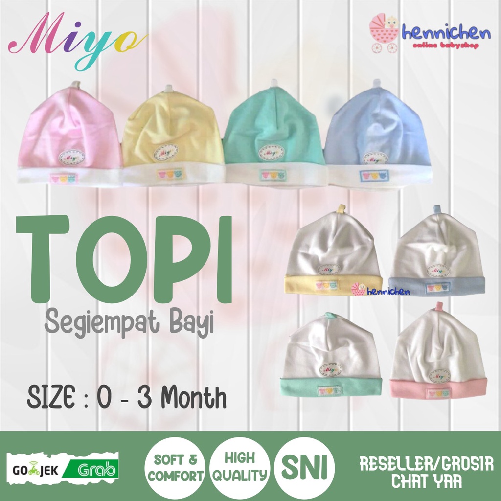 MIYO by libby Topi Segiempat Bayi Baby PUTIH Newborn (0-3M)