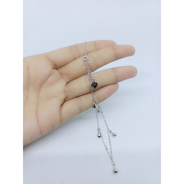 gelang kaki nori + 7m. tears / gelang kaki perak asli silver 925 lapis emas/ gelang kaki fashion