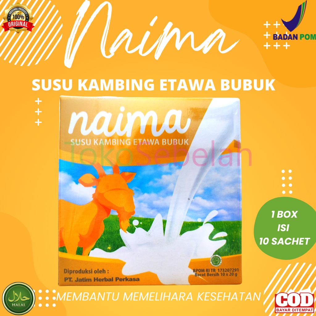 

NAIMA SUSU KAMBING ETAWA BUBUK 1 BOX ISI 10 SACHET BPOM ORIGINAL - SUSU KAMBING ETAWA GOATMILK LANCARKAN SISTEM PENCERNAAN - SUSU KAMBING ETAWA BUBUK ASLI UNTUK ANAK DAN DEWASA MENCEGAH KERAPUHAN TULANG - SUSU KAMBING ETAWA UNTUK OBAT ASMA DAN PARU - COD