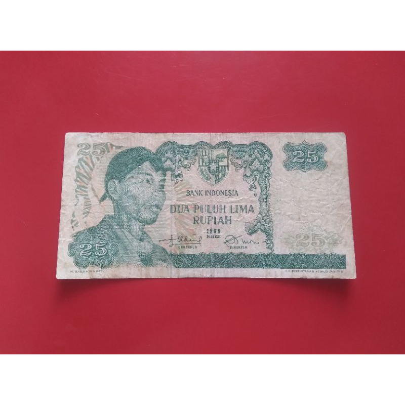 Uang Kertas Kuno 25 Rupiah Seri Jendral SOEDIRMAN