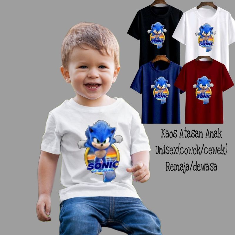 Baju Kaos Atasan Anak Cowok/Cewek Remaja-Dewasa SONIC