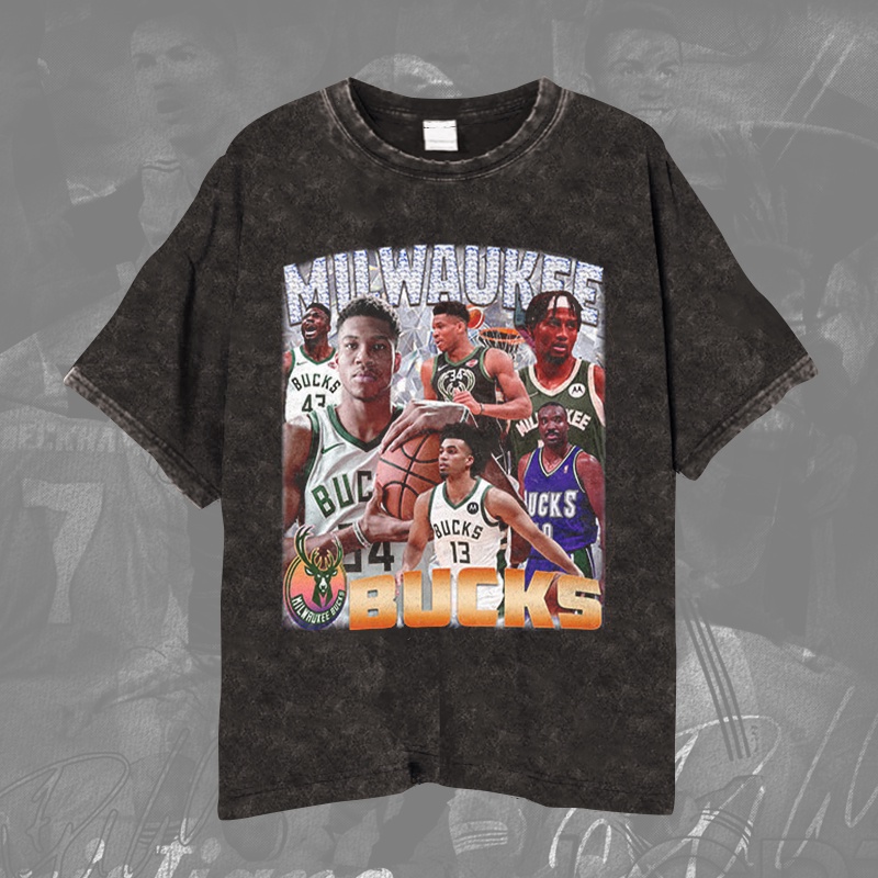NBA Milwaukee Bucks Players T-shirt/Kaos Basket Ball Milwaukee Bucks Unisex