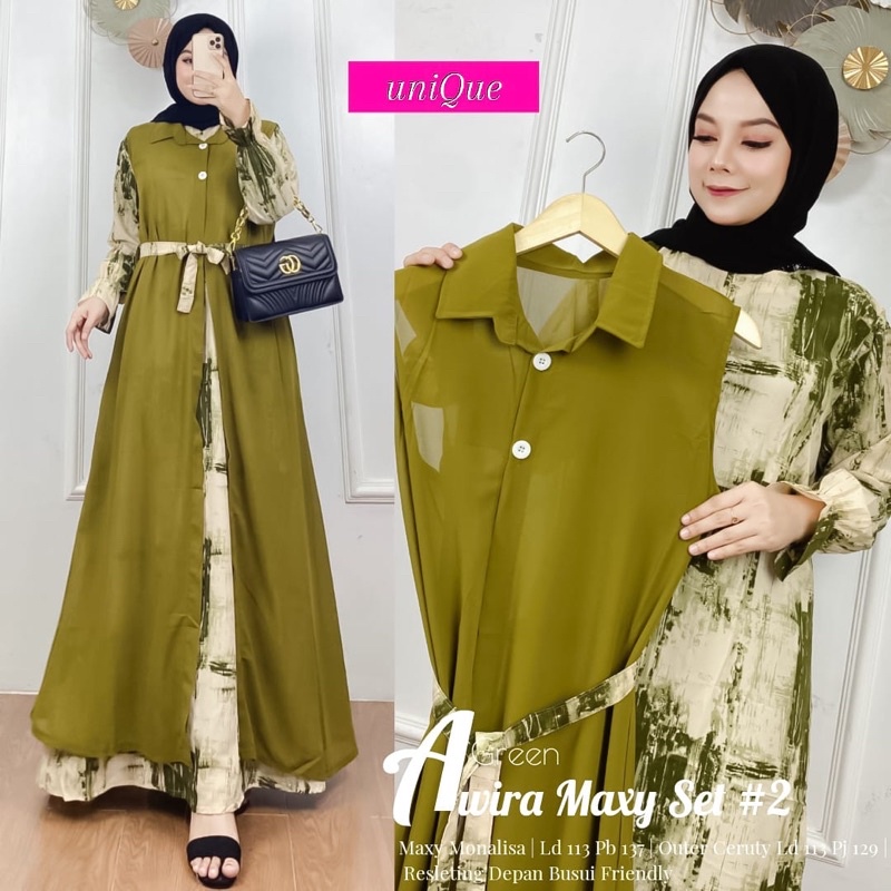 SETELAN GAMIS WANITA AWIRA MAXY SET #2 by Unique/LD 113 BUSUI FRIENDLY Maxy Monalisa Kancing Depan