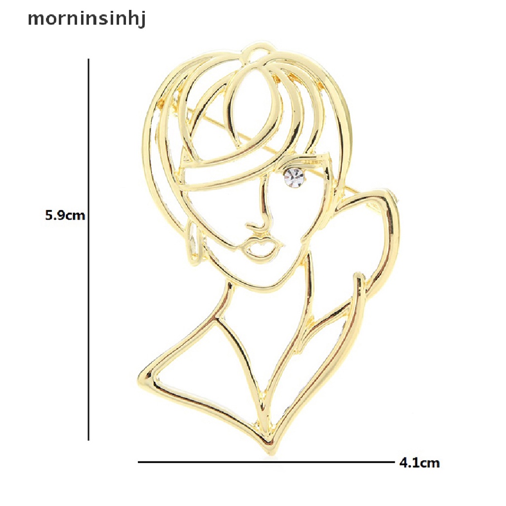 Mornin Bros Pin Enamel Bentuk Wanita Hollow Out Untuk Aksesoris Fashion Wanita