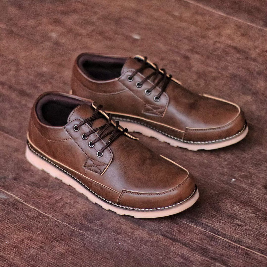 Enoz Bara - Sepatu formal pria kulit pu sintetis original semi pantofel kerja cowo keren modis kekinian