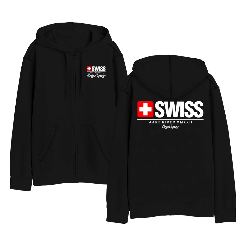 Sweater Hoodie Resleting BRIGO SWISS Sablon DTF Fleece Cotton II BRIGO Zipper Jumper Hoodie SWISS II M-XXL (Pria &amp; Wanita) Free stiker&amp;Gantungan Kunci