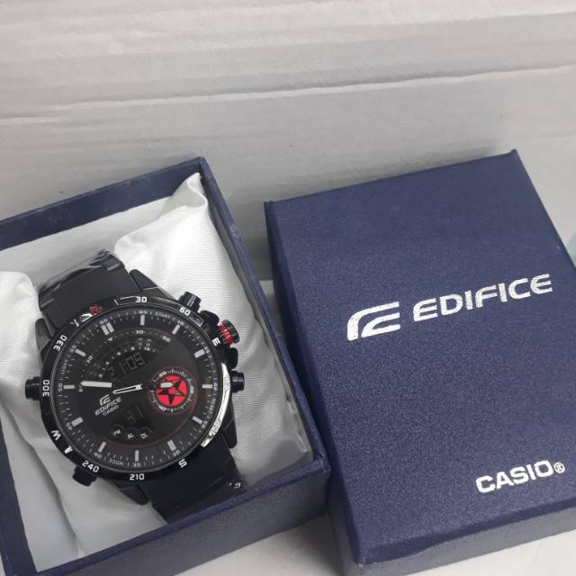 Jam tangan murah casio edifice 2 waktu double time rantai cowok pria laki