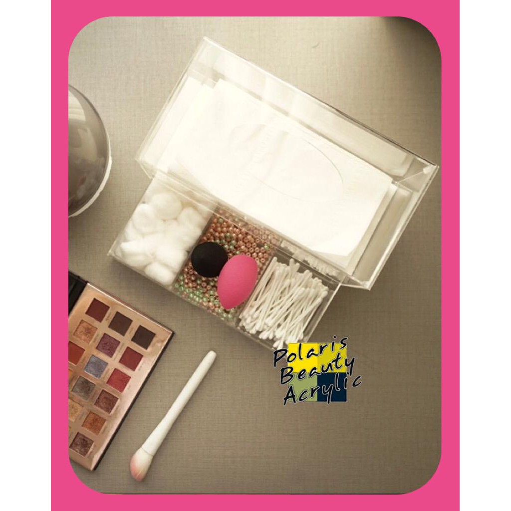 TEMPAT TISSUE-RAK KOSMETIK ACRYLIC-TEMPAT MAKEUP AKRILIK-BEAUTY CASE ACRYLIC-KOTAK TISSUE AKRILIK