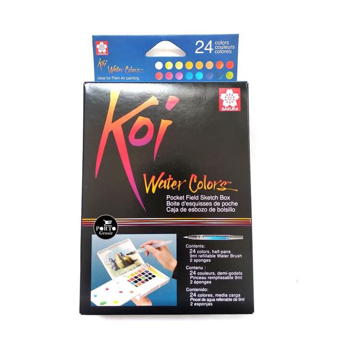 

HOT SALE Sakura Koi Water Colors Pocket Field Sketch Box 24 Cat Air 24 color
