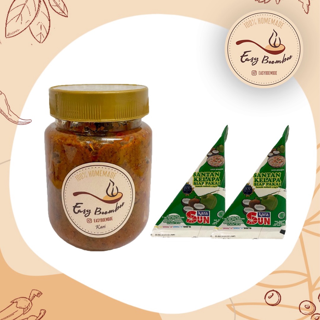 

Bumbu Kari 180g + Santan Kara 65ml(2) @easyboemboe