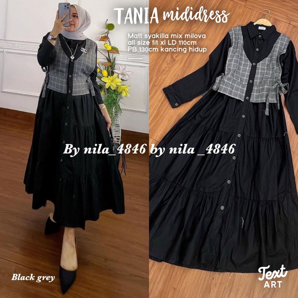 TANIA MIDI DRESS/MIDI DRESS KEKINIAN/DRESS TERBARU MIDI/MIDI MURAH SURABAYA