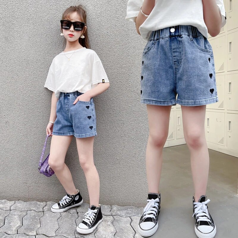 Celana Pendek Jeans Anak Perempuan Import Hotspants Jins Love Cewek