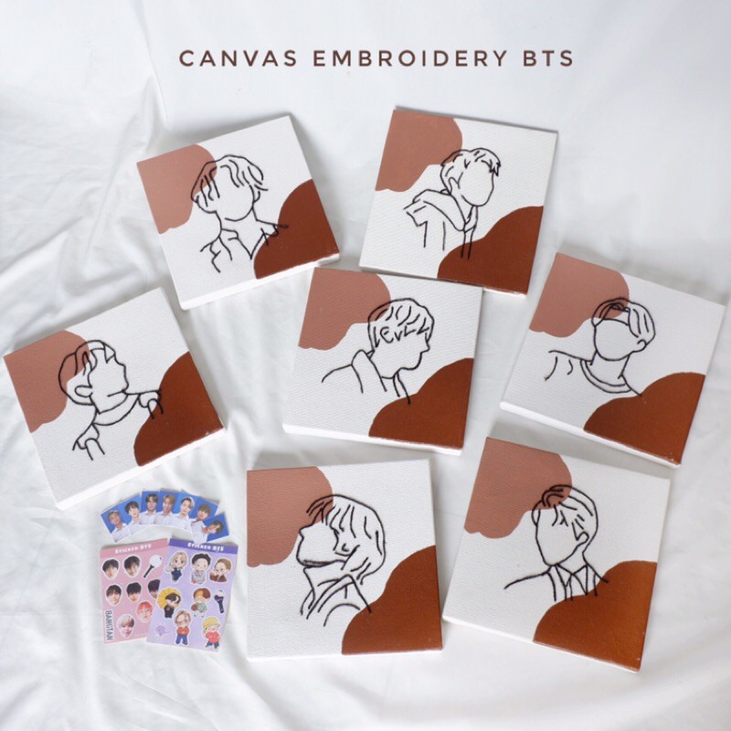 Pajangan Canvas Embroidery BTS | Hiasan | Gift Box BTS