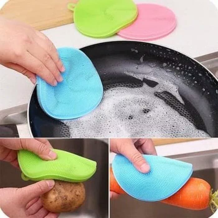 IKILOSHOP Silikon Bulat Alat Cuci Piring Spons Silikon Anti Kuman Sponge Silicone Sikat Anti Kuman Serbaguna Multifungsi Murah 2 dua sisi