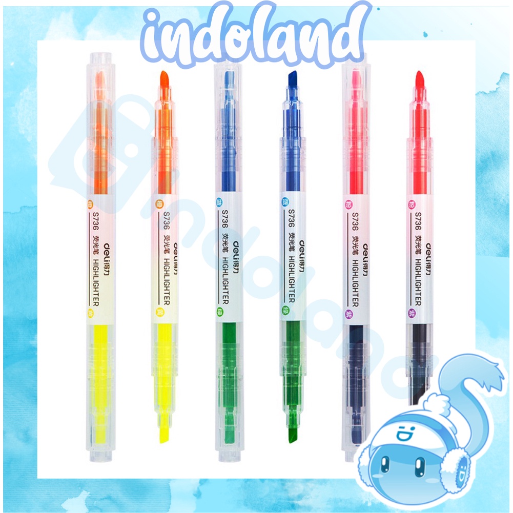 ☀INDOLAND☀ Highlighter Ujung 2 Warna Warni Pulpen Dua Sisi Double Side Highlighter S010