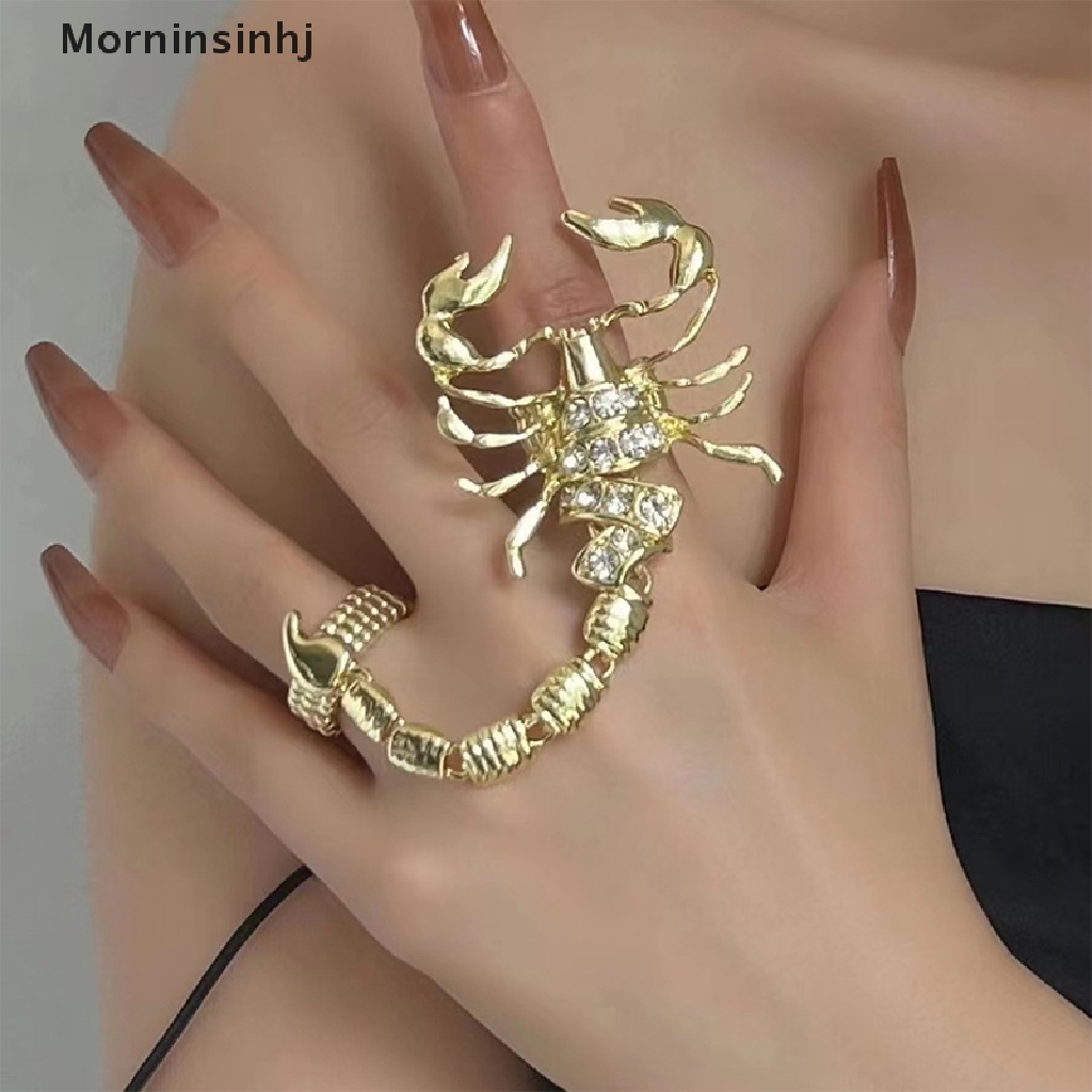 Cincin Rantai Desain Kalajengking Scorpion Bahan Logam Gaya Punk Rock Untuk Wanita