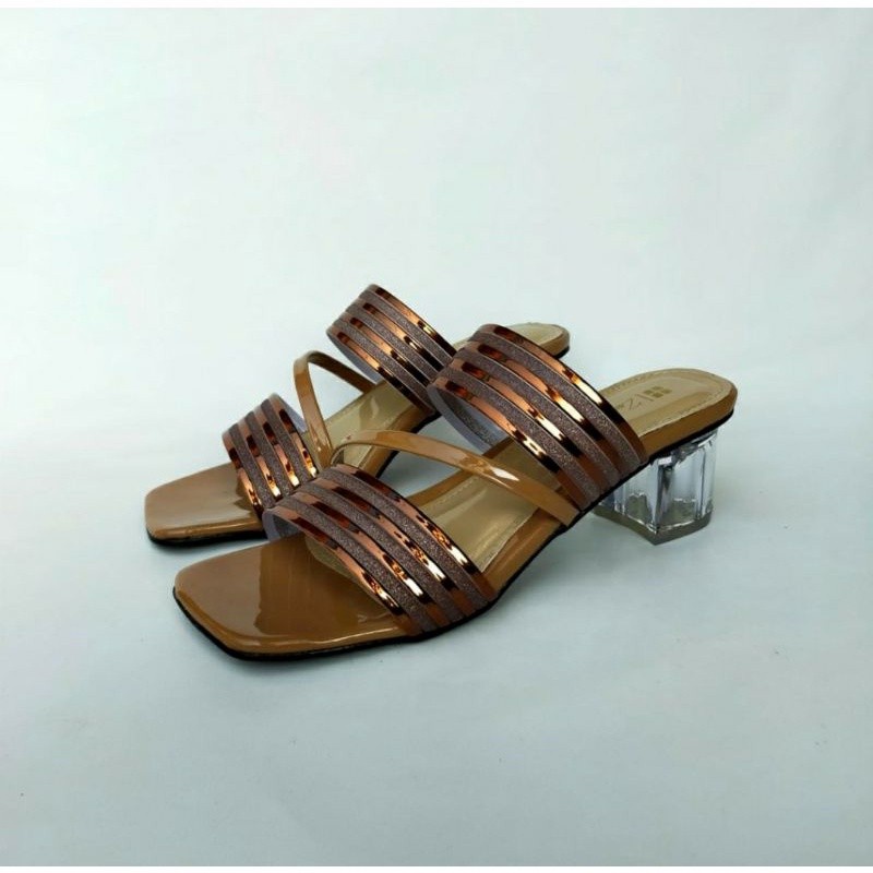 HIGH HEELS PREMIUM sandal wanita hak kaca BIG SIZE sendal heel jumbo ukuran besar 41-45