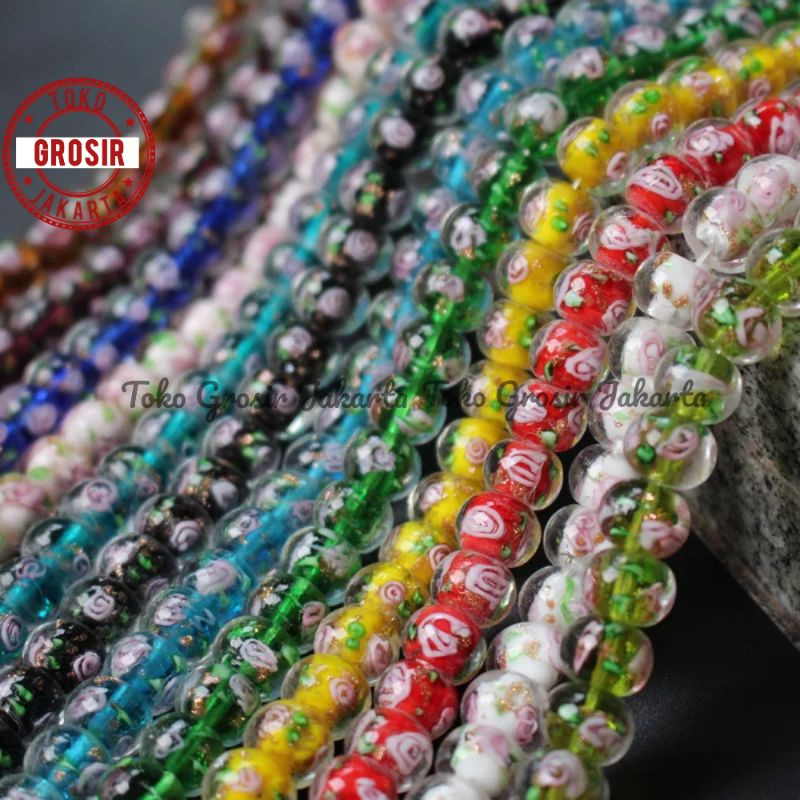 Bahan Gelang Manik Manik Lampwork Murano Bulat