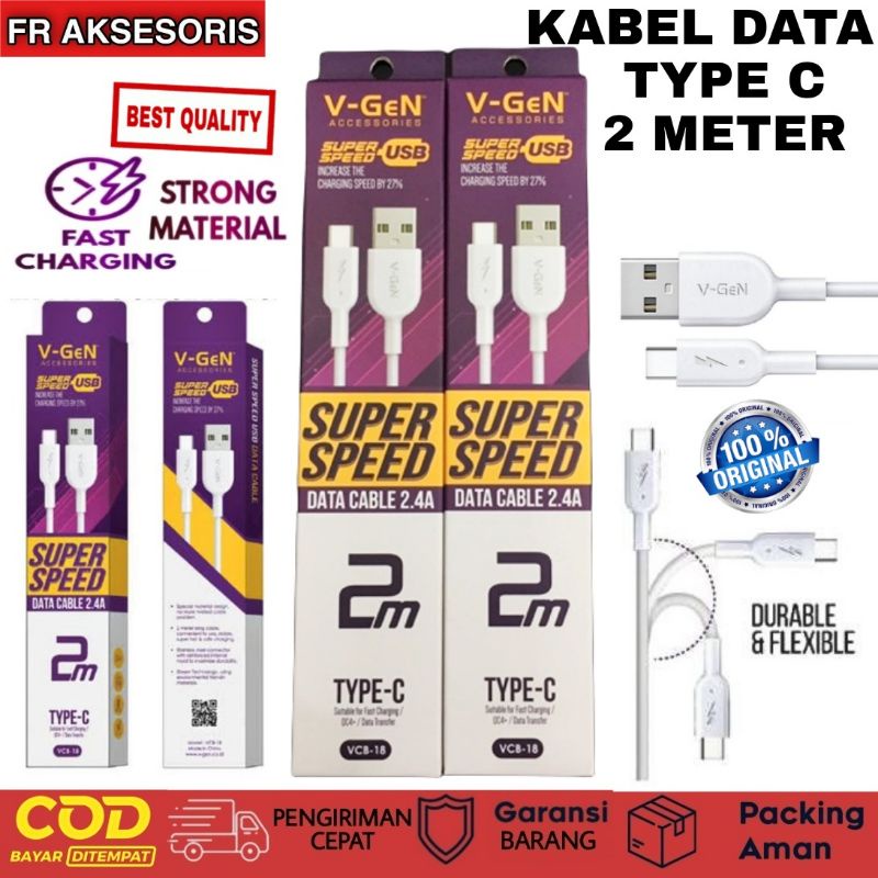 Jual Kabel Data Usb Type C V Gen Vcb Fast Charging Meter Kabel Data Tipe C Shopee Indonesia