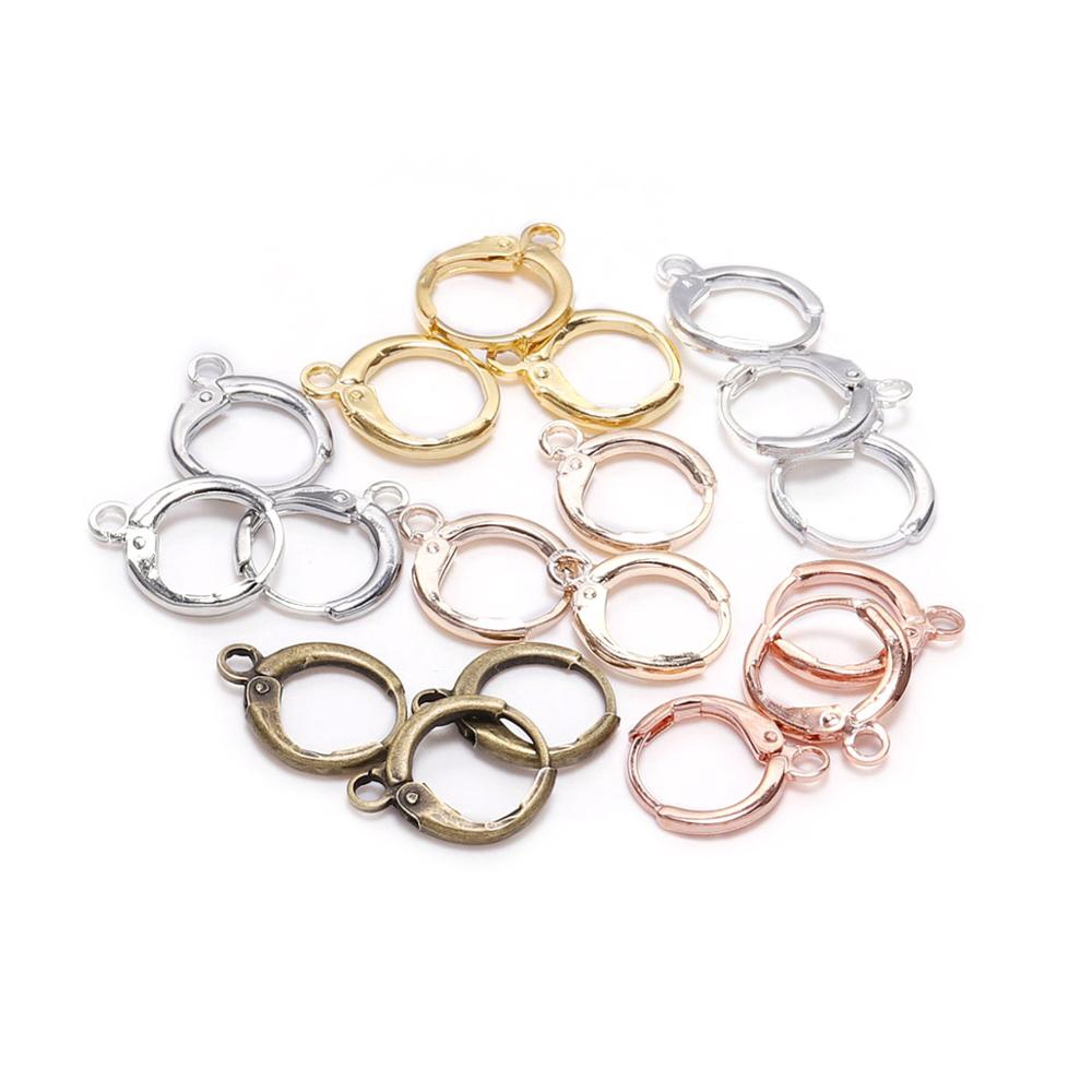 20 Pcs / Lot Kait Anting Hoops Ukuran 14x12mm Warna Emas Perak Untuk Membuat Perhiasan