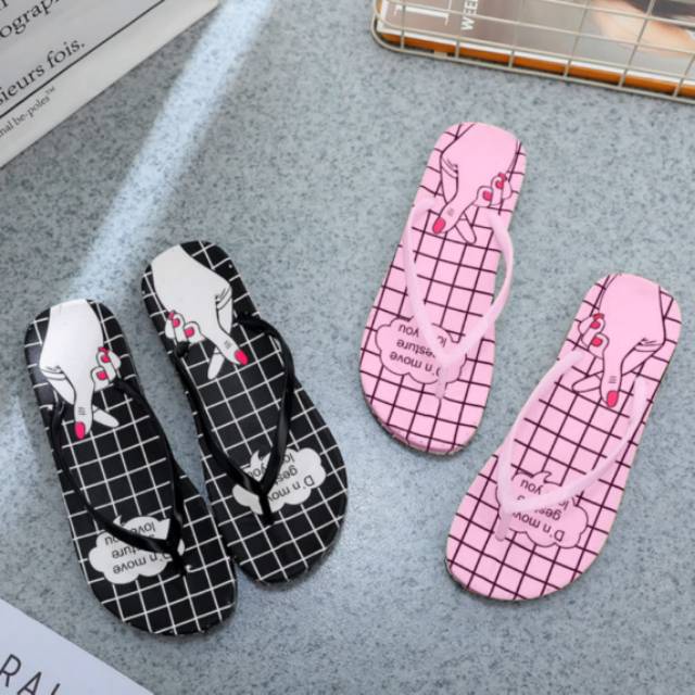 SANDAL JEPIT WANITA MOTIF LOVE MURAH SANDAL RUMAHAN COD