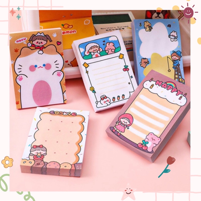 

Sticky Note / memo pad / Post it untuk bullet journa cute isi 10 lembar