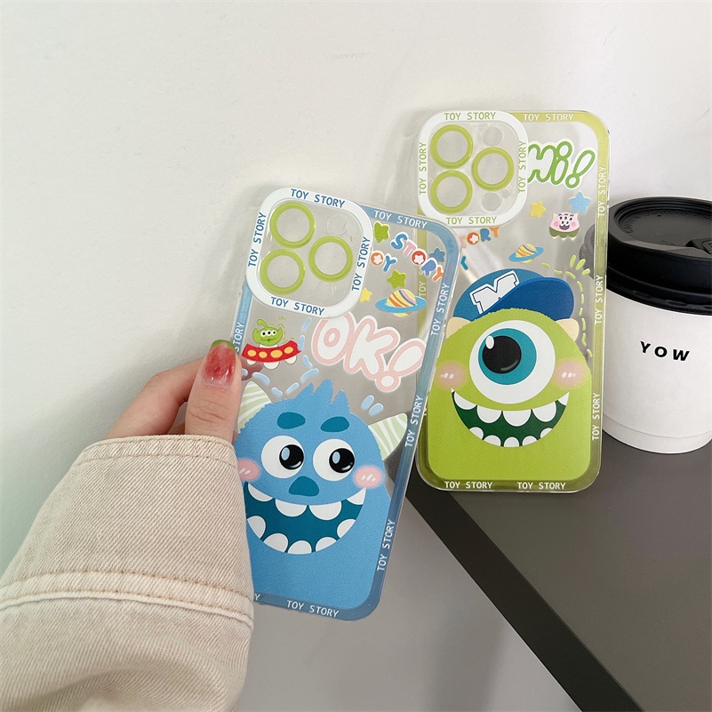 Soft Case Silikon Motif Monster Mata Besar Untuk Compatible for iPhone 14 13 12 11 Pro Max X Xr Xs Max SE 8 7 6 6s Plus  Little Monster Big eyes Clear Phone Case Shockproof Anti-fall Soft Silicone Case Protective Cover