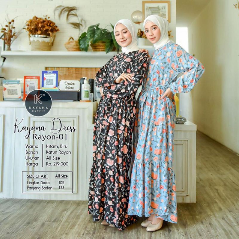 Dress Kayana Rayon 01 | Gamis Wanita | Dress Wanita | Daily Outfit