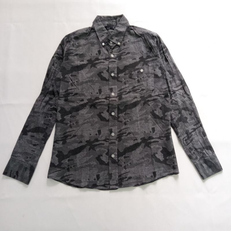 kemeja camo chocolat lengan panjang bekas second preloved