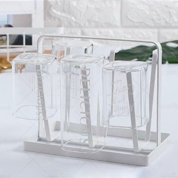 Rak Gelas Minimalis Tempat Cangkir Rak Dapur Organizer Cup Holder 6 Slot