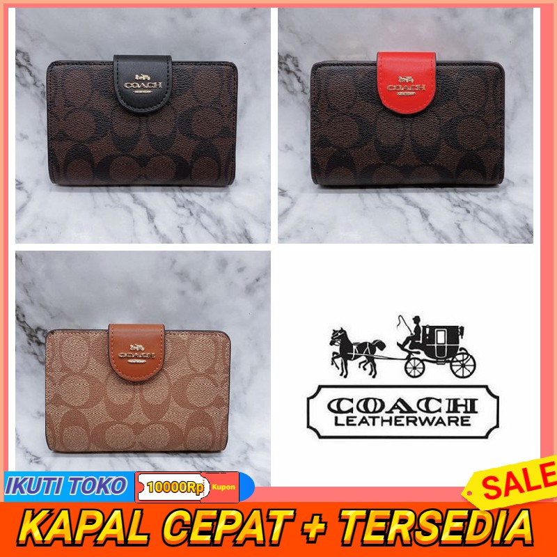 C0082 COACH New Style MEDIUM CORNER ZIP WALLET IN SIGNATURE CANVAS