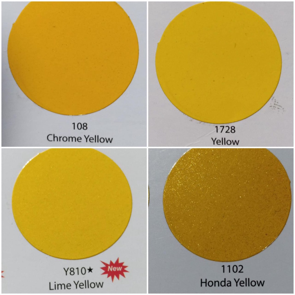 Cat Semprot Pilox Pilok  Samurai Paint Kurobushi Varian Warna Kuning / Yellow (Candy Yellow, Pearl Flash Yellow, Lime Yellow, Stabilo Yellow, Chrome Yellow, Honda Yellow, dll ) 400cc/400ml