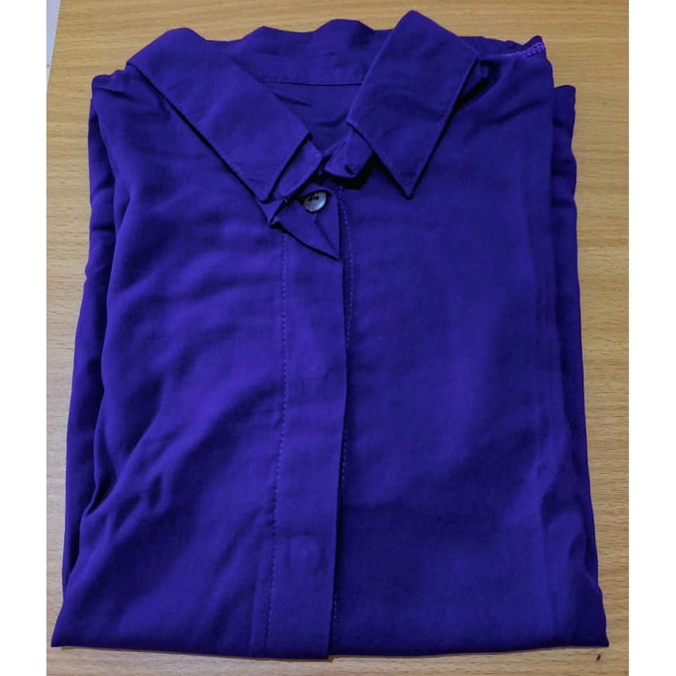 Kemeja Wanita / Amara Shirt Baju Formal Wanit Bahan Rayon Adem All Size Fit To L-UNGU TUA