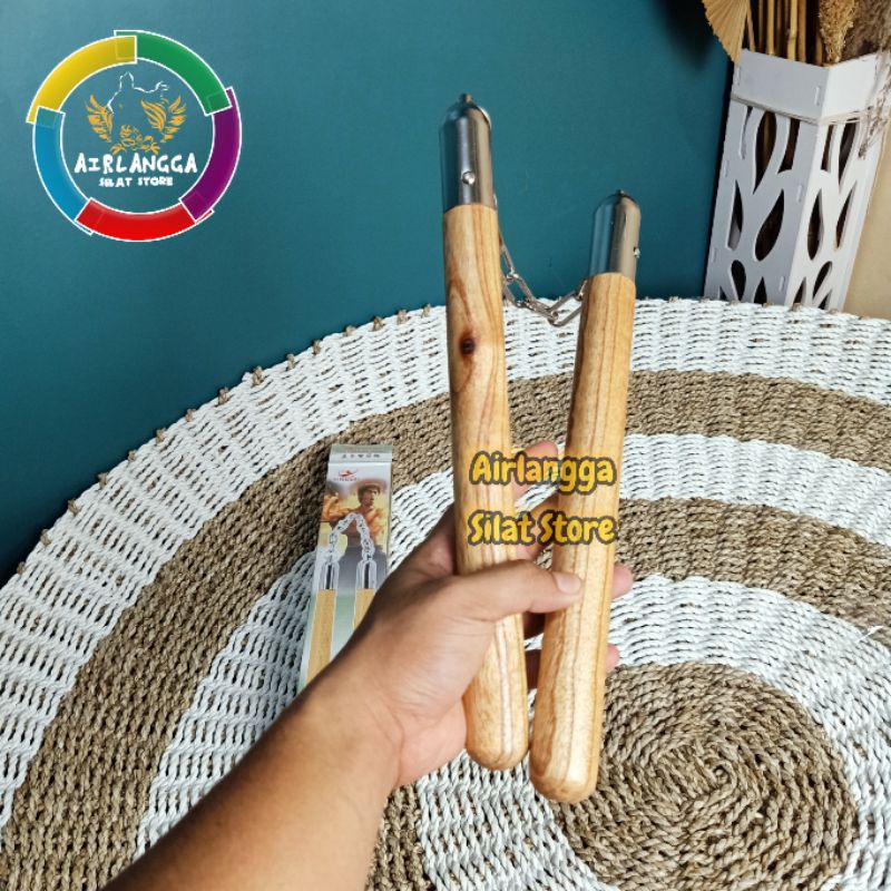 double stik kayu nunchaku ruyung model kayu putih dobel stik kayu Nunchaku kayu