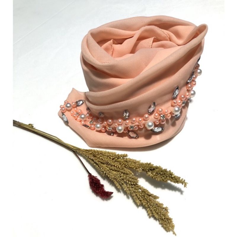 SEGIEMPAT PAYET BANDO BELLA/HIJAB BANDO MUTIARA/KERUDUNG PAYET BELLA SQUERE-Baby salem