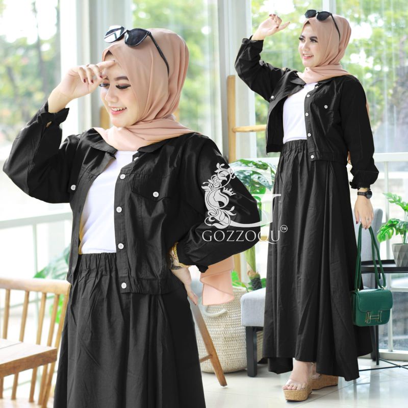 READY SIAP KIRIM NAURA SET ATASAN ROK BY GOZZOQU ORIGINAL