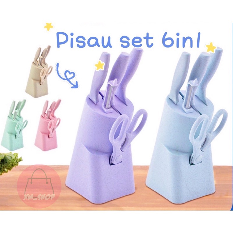 PISAU SET 6in1 KNIFE SET KITCHEN SET WARNA PASTEL