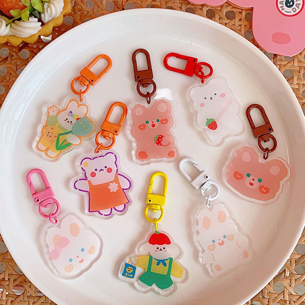 Needway  Party Bear Keychains Kawaii Keyring Key Rings Gift Portable Little Bear Cute Pendant Rabbit Keyfob