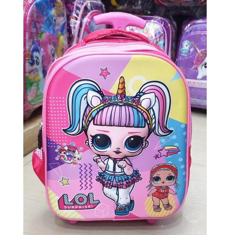 Tas LOL sd/TK dorong TROLLEY Kartun anak R0X2 PUM kecil Usap Payet sekolah perempuan motif U C06I