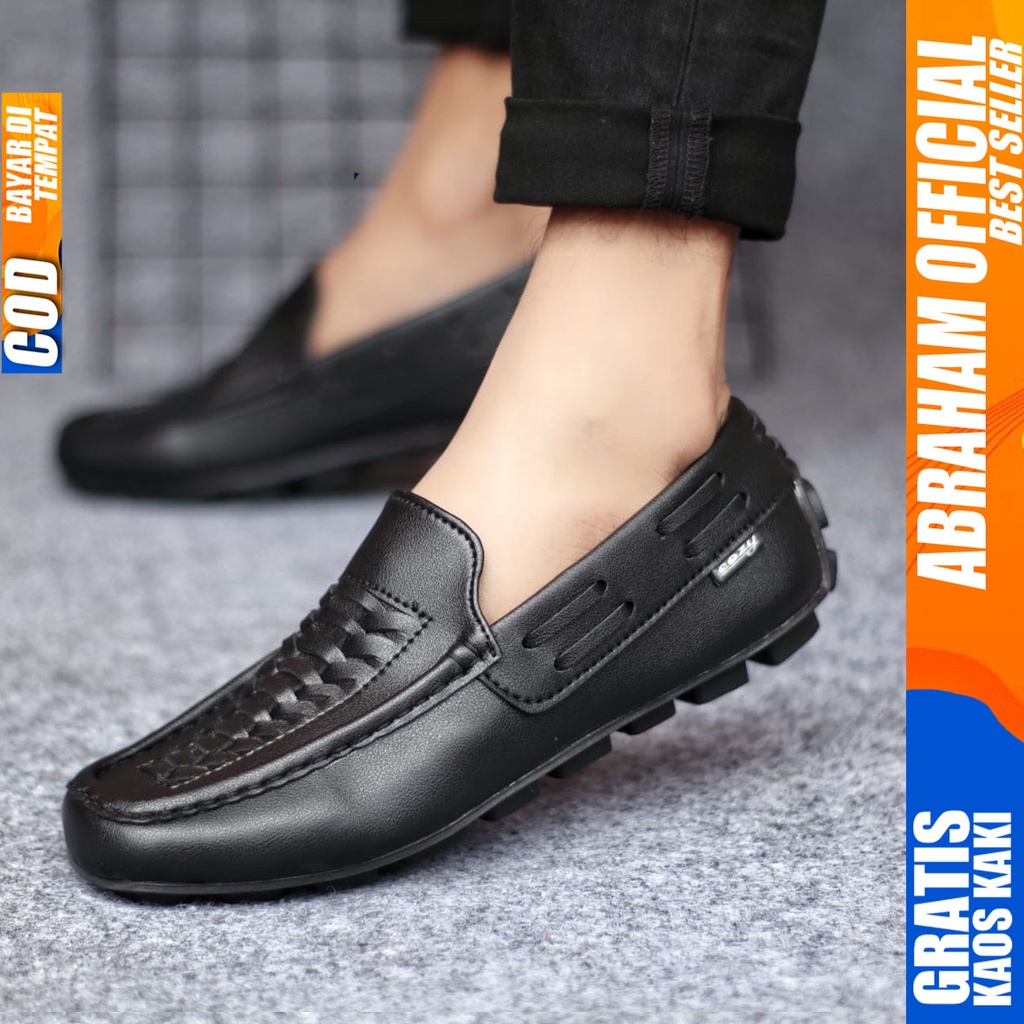 ABRHM x MORIZ Sepatu Casual Slip on Santai Kulit Sintetis Slop Cowok Anti Slip Ori