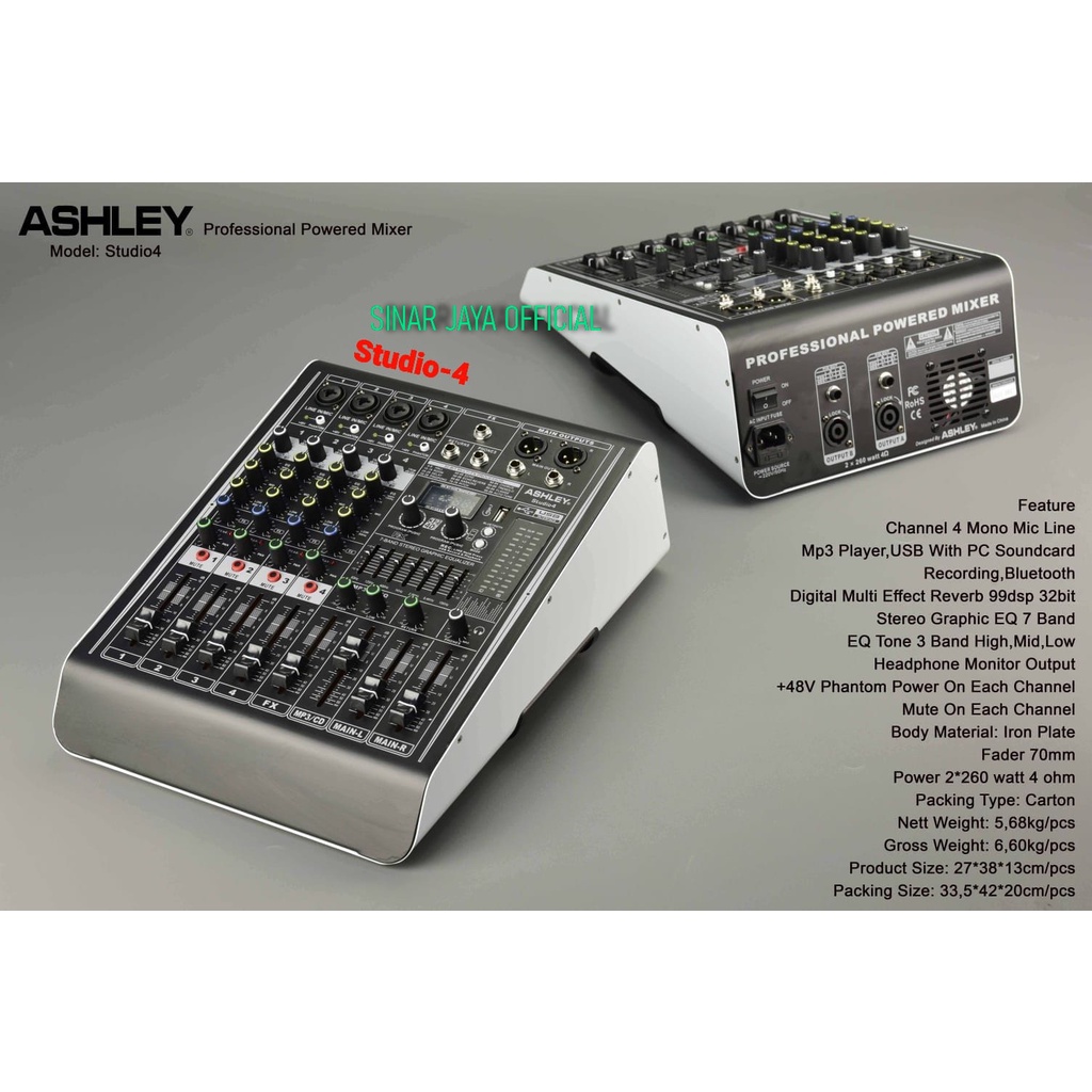 Power Mixer 4 channel Ashley Studio 4 Garansi Resmi
