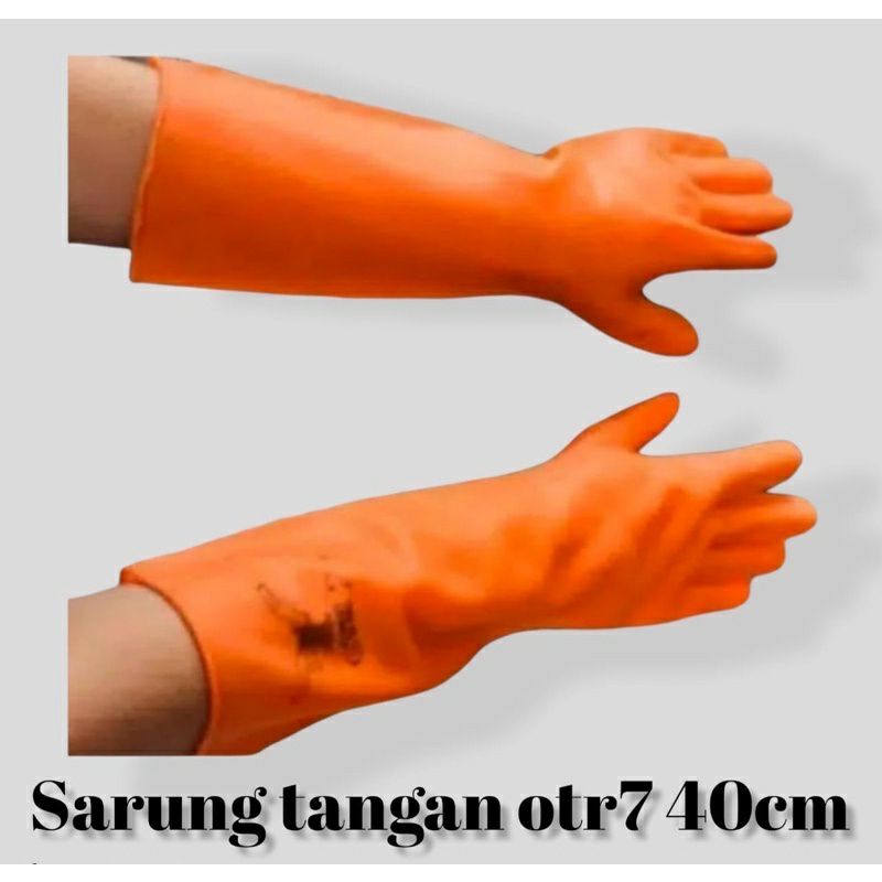 Sarung tangan karet latex OTR 7 panjang 40cm / OTR 5 30cm